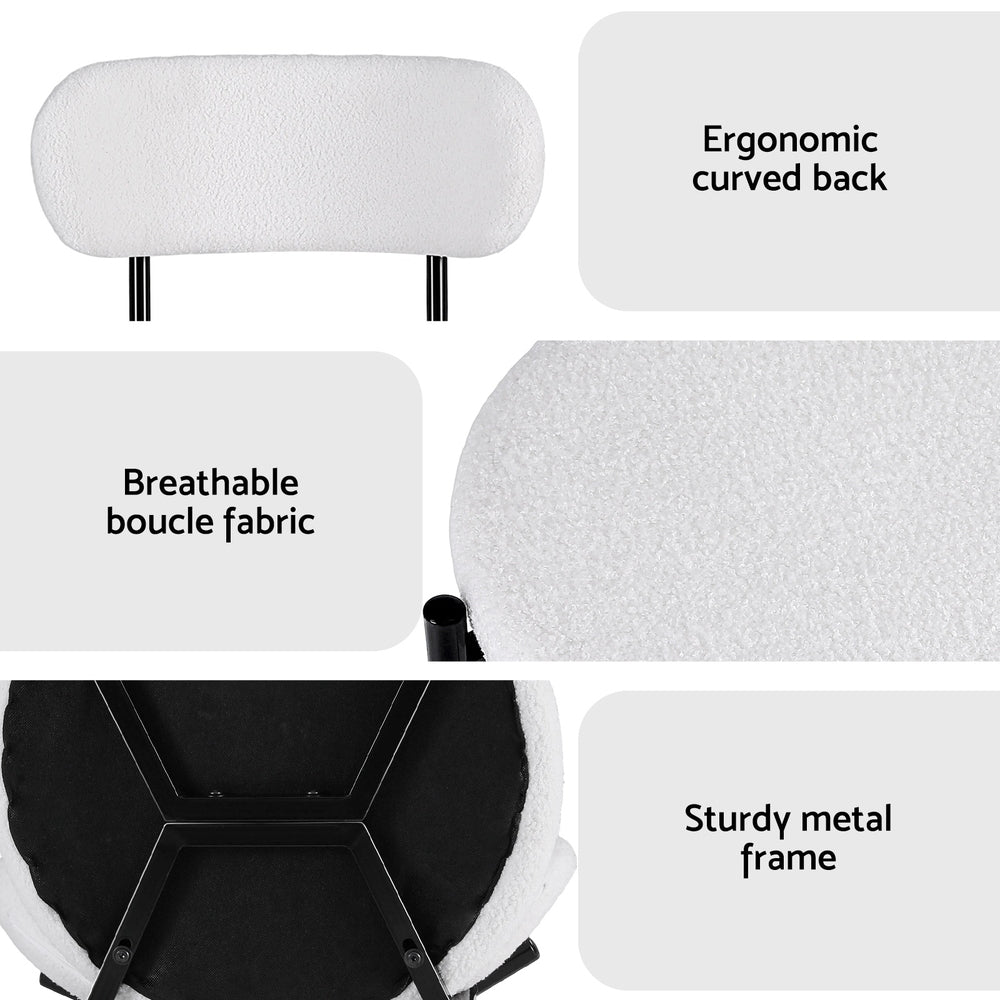 Kitchen & Dining Chairs: Artiss Dining Chairs Set of 4 Sherpa Boucle White