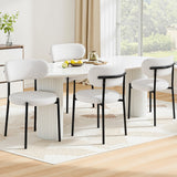 Kitchen & Dining Chairs: Artiss Dining Chairs Set of 4 Sherpa Boucle White