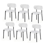 Artiss Dining Chairs Set of 6 Sherpa Boucle White