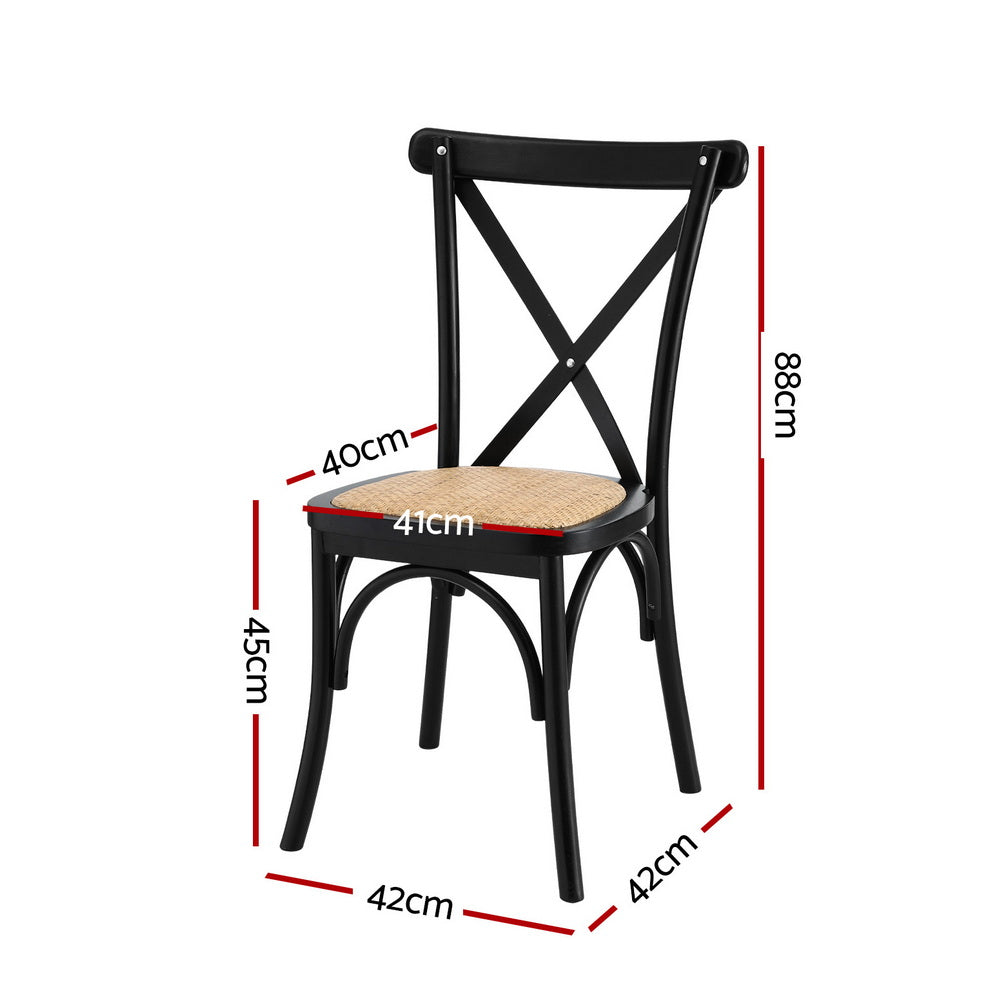 Kitchen & Dining Chairs: Artiss 2x Dining Chairs Rattan Wooden Kitchen Accent Chair Cafe Lounge Rubber Wood