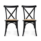 Artiss 2x Dining Chairs Rattan Wooden Kitchen Accent Chair Cafe Lounge Rubber Wood