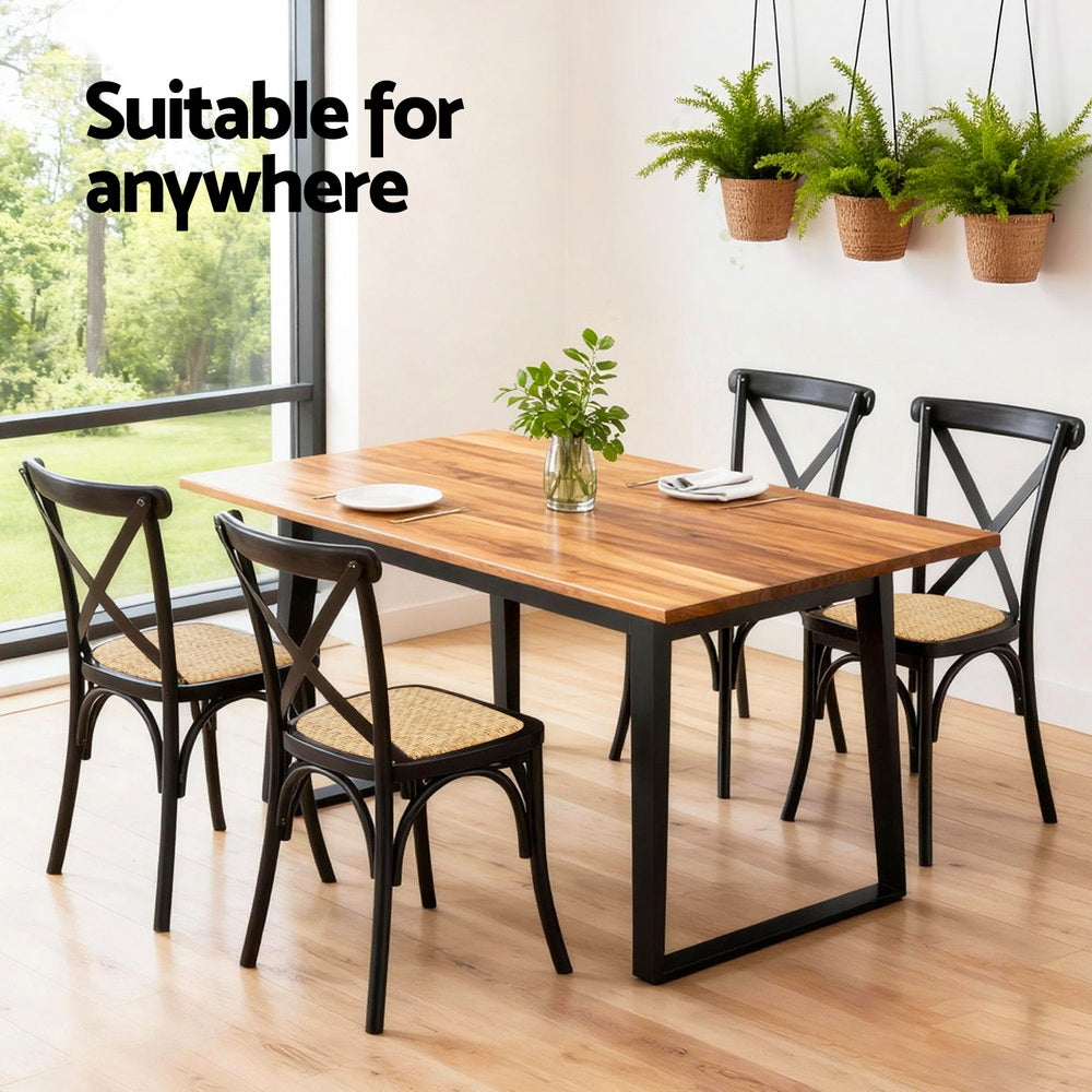 Kitchen & Dining Chairs: Artiss 4x Dining Chairs Rattan Wooden Kitchen Accent Chair Cafe Lounge Rubber Wood