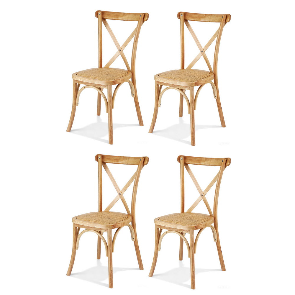 Kitchen & Dining Chairs: Artiss 4x Dining Chairs Rattan Wooden Kitchen Accent Chair Cafe Lounge Rubber Wood