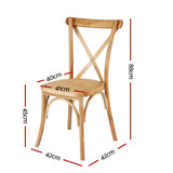Artiss 4x Dining Chairs Rattan Wooden Kitchen Accent Chair Cafe Lounge Rubber Wood