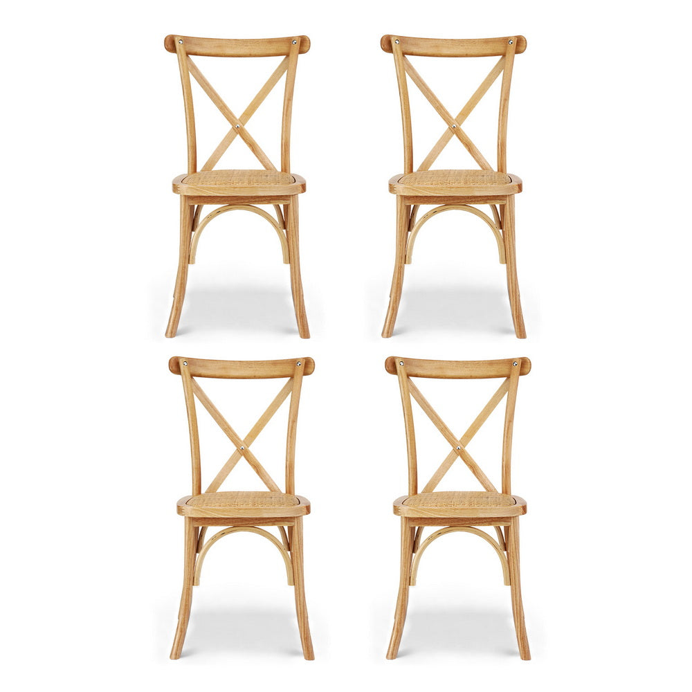 Kitchen & Dining Chairs: Artiss 4x Dining Chairs Rattan Wooden Kitchen Accent Chair Cafe Lounge Rubber Wood