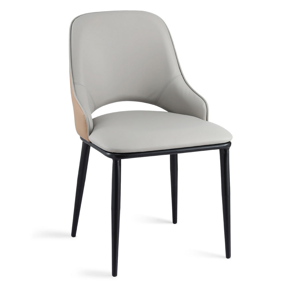 Kitchen & Dining Chairs: Artiss 1x Dining Chair Hollow PU Leather Kitchen Lounge Cafe Accent Chairs Grey