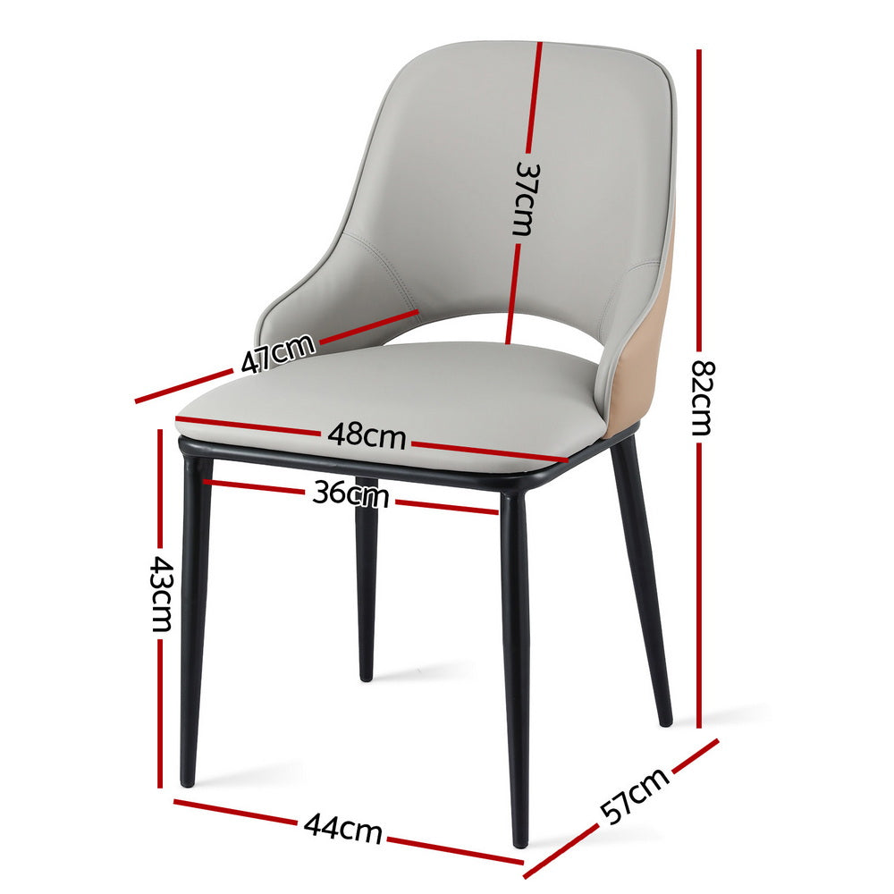 Kitchen & Dining Chairs: Artiss 1x Dining Chair Hollow PU Leather Kitchen Lounge Cafe Accent Chairs Grey
