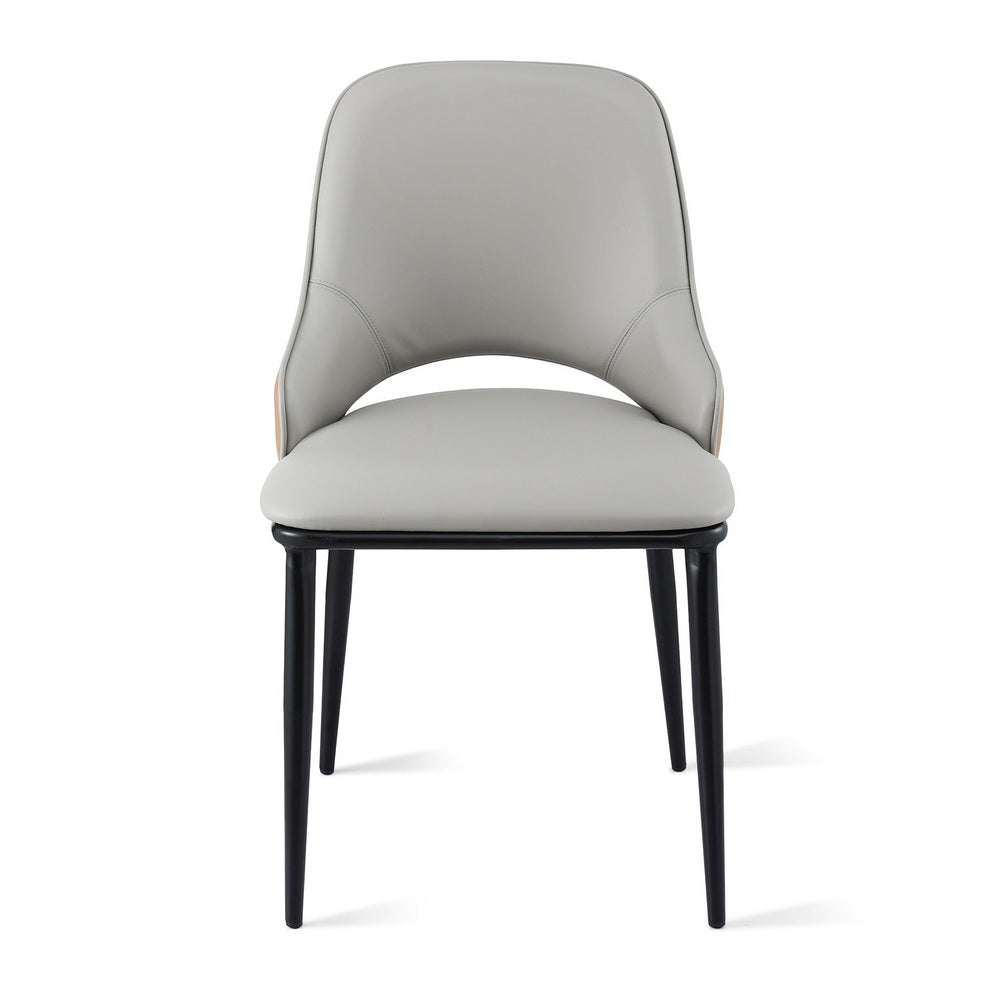 Kitchen & Dining Chairs: Artiss 1x Dining Chair Hollow PU Leather Kitchen Lounge Cafe Accent Chairs Grey