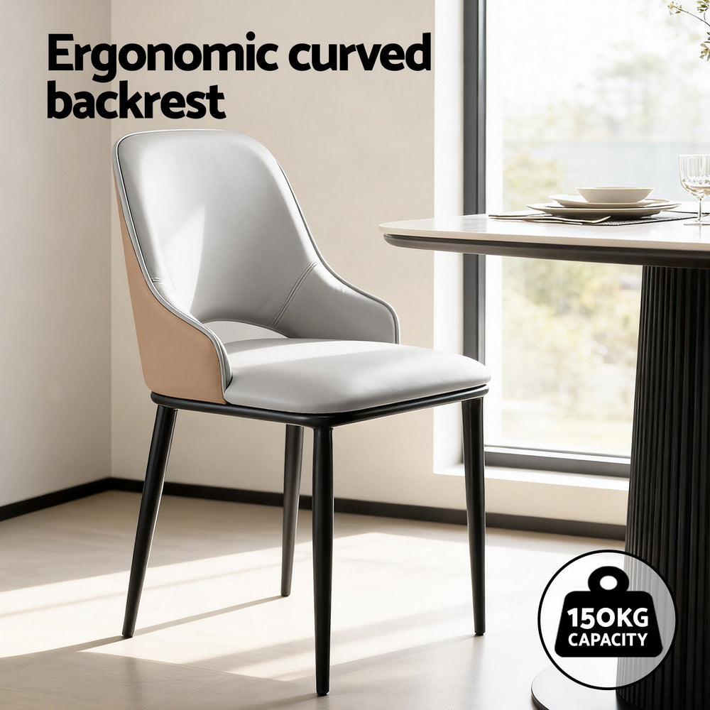 Kitchen & Dining Chairs: Artiss 1x Dining Chair Hollow PU Leather Kitchen Lounge Cafe Accent Chairs Grey