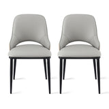 Artiss 2x Dining Chairs Hollow PU Leather Kitchen Lounge Cafe Accent Chair Grey