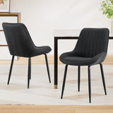 Artiss 2x Dining Chairs Retro PU Leather Kitchen Lounge Cafe Accent Chair Black