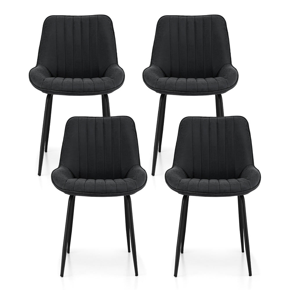 Kitchen & Dining Chairs: Artiss 4x Dining Chairs Retro PU Leather Kitchen Lounge Cafe Accent Chair Black