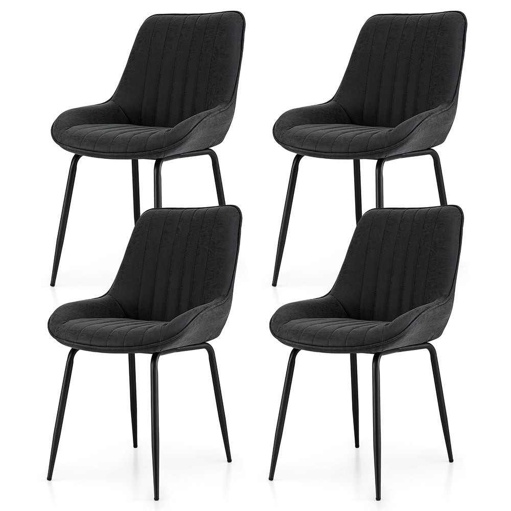 Kitchen & Dining Chairs: Artiss 4x Dining Chairs Retro PU Leather Kitchen Lounge Cafe Accent Chair Black
