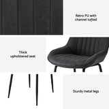 Artiss 4x Dining Chairs Retro PU Leather Kitchen Lounge Cafe Accent Chair Black