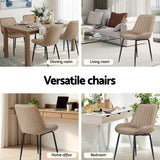 Artiss 2x Dining Chairs Retro PU Leather Kitchen Lounge Cafe Accent Chair Khaki