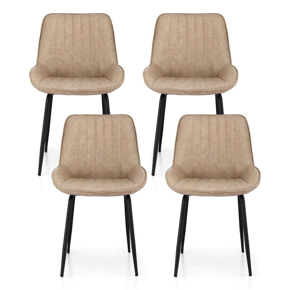 Kitchen & Dining Chairs: Artiss 4x Dining Chairs Retro PU Leather Kitchen Lounge Cafe Accent Chair Khaki