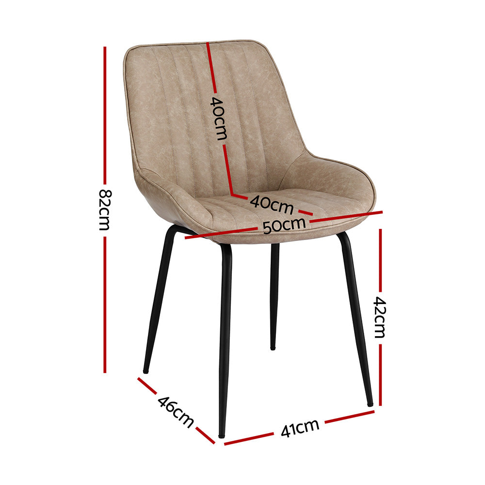 Kitchen & Dining Chairs: Artiss 4x Dining Chairs Retro PU Leather Kitchen Lounge Cafe Accent Chair Khaki
