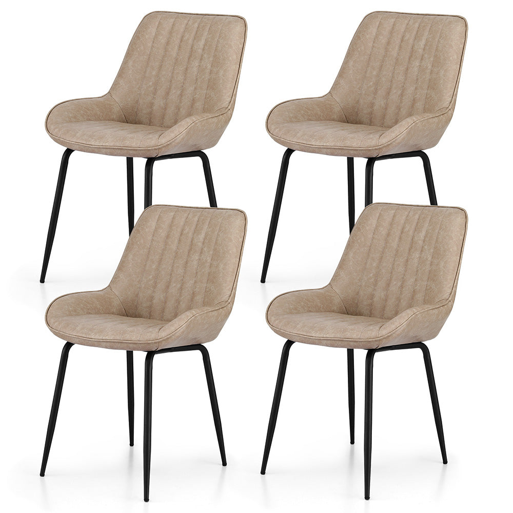 Kitchen & Dining Chairs: Artiss 4x Dining Chairs Retro PU Leather Kitchen Lounge Cafe Accent Chair Khaki