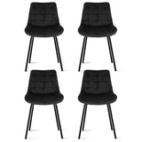 Artiss 4x Dining Chairs Velvet Tufted Kitchen Lounge Cafe Accent Chair Black