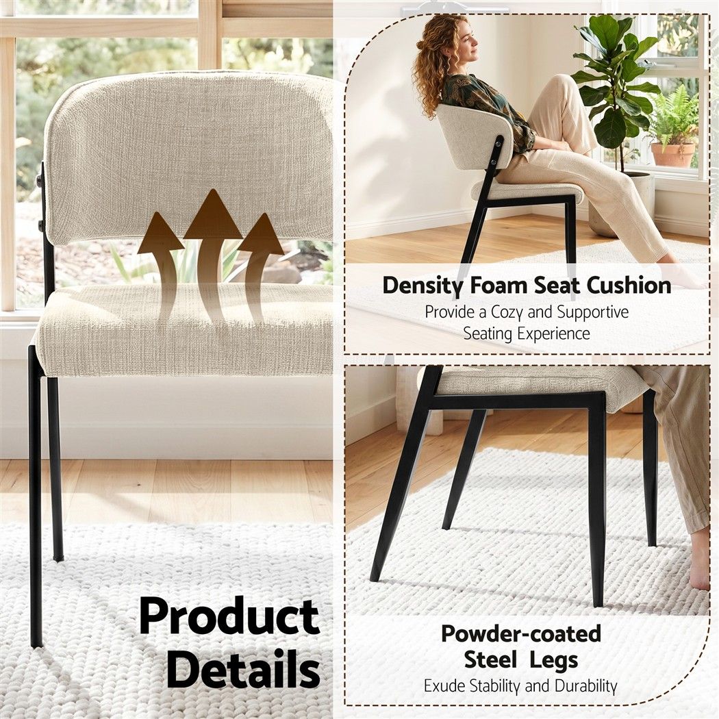 Artiss Dining Chairs Set of 4 Linen Fabric Soft Upholstered Chairs Beige