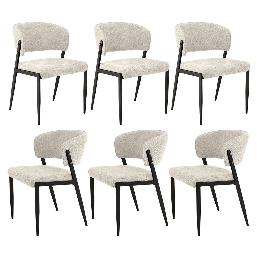 Artiss Dining Chairs Set of 6 Linen Fabric Soft Upholstered Chairs Beige
