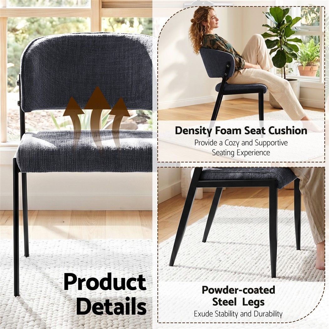 Artiss Dining Chairs Set of 4 Linen Fabric Soft Upholstered Chairs Charcoal