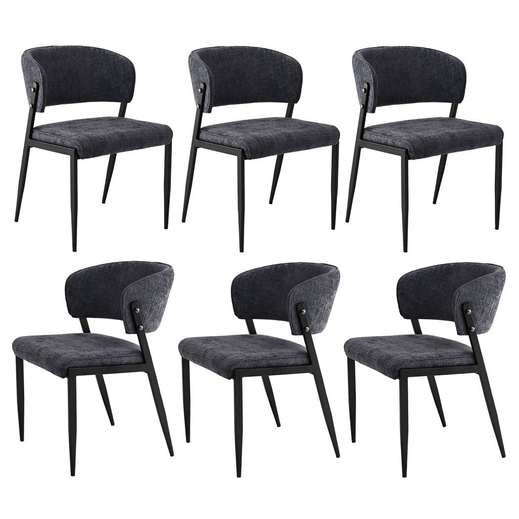 Artiss Dining Chairs Set of 6 Linen Fabric Soft Upholstered Chairs Charcoal