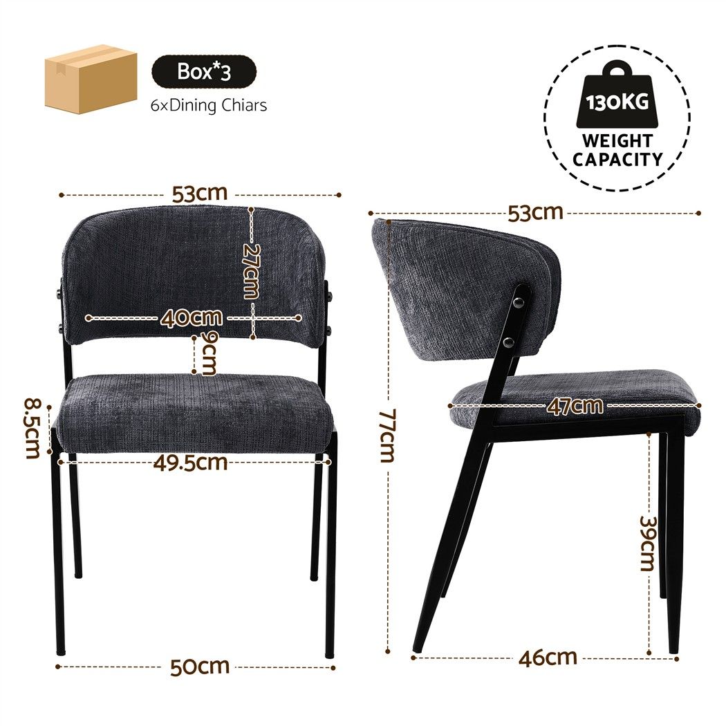 Artiss Dining Chairs Set of 6 Linen Fabric Soft Upholstered Chairs Charcoal