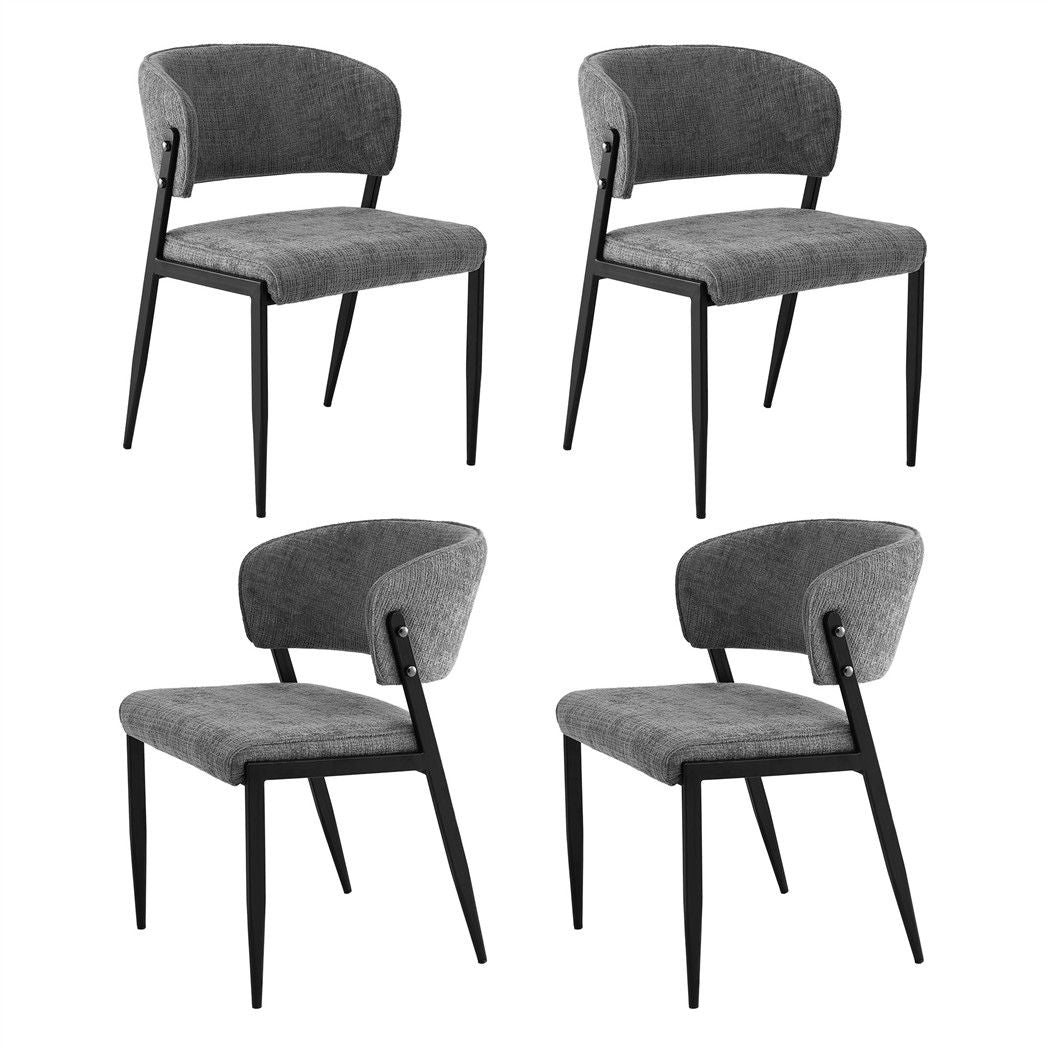 Artiss Dining Chairs Set of 4 Linen Fabric Soft Upholstered Chairs Grey