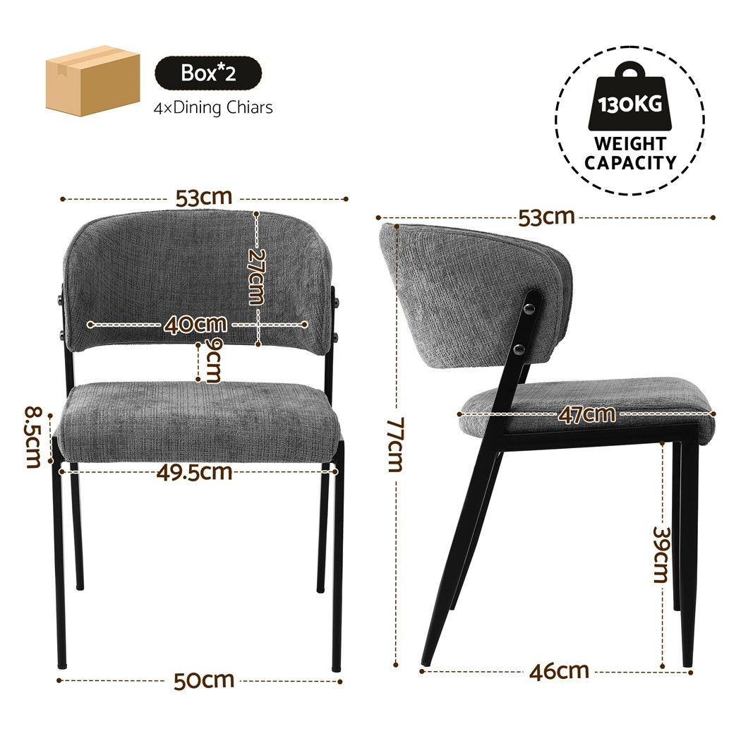 Artiss Dining Chairs Set of 4 Linen Fabric Soft Upholstered Chairs Grey