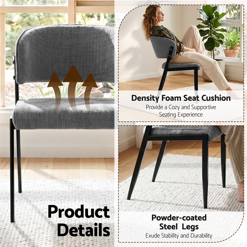 Artiss Dining Chairs Set of 4 Linen Fabric Soft Upholstered Chairs Grey