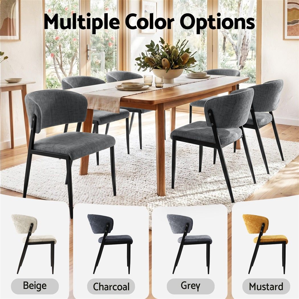 Artiss Dining Chairs Set of 4 Linen Fabric Soft Upholstered Chairs Grey