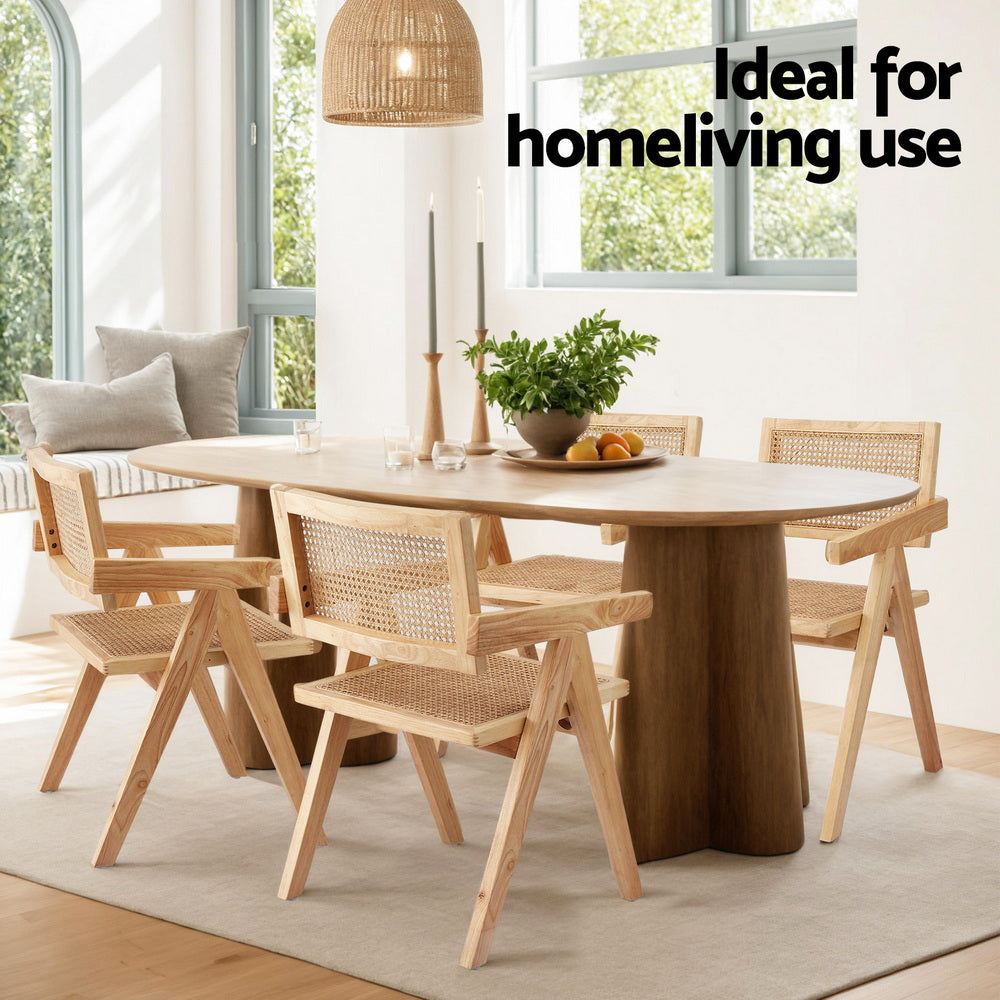 Kitchen & Dining Chairs: Artiss 4x Dining Chairs Wooden Rattan Seat Rubber Wood Frame