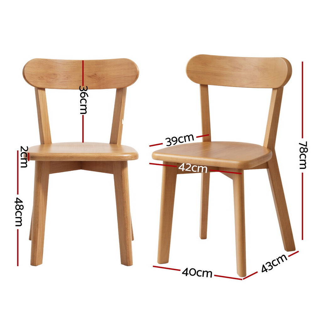 Kitchen & Dining Chairs: Artiss 2x Dining Chairs Wooden Kitchen Accent Chair Cafe Lounge Rubber Wood