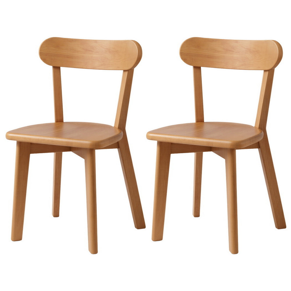 Kitchen & Dining Chairs: Artiss 2x Dining Chairs Wooden Kitchen Accent Chair Cafe Lounge Rubber Wood