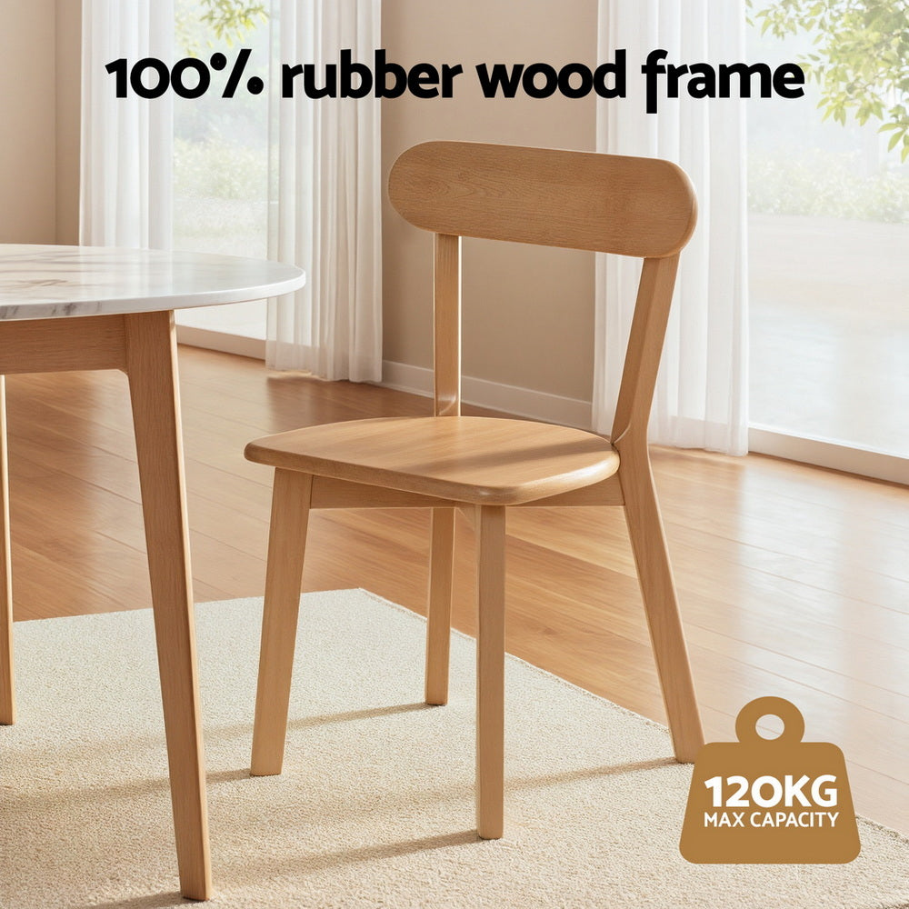 Kitchen & Dining Chairs: Artiss 2x Dining Chairs Wooden Kitchen Accent Chair Cafe Lounge Rubber Wood