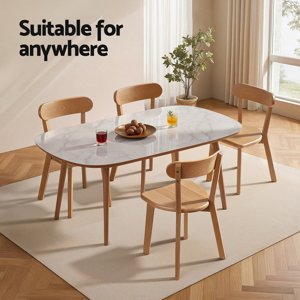 Kitchen & Dining Chairs: Artiss 2x Dining Chairs Wooden Kitchen Accent Chair Cafe Lounge Rubber Wood