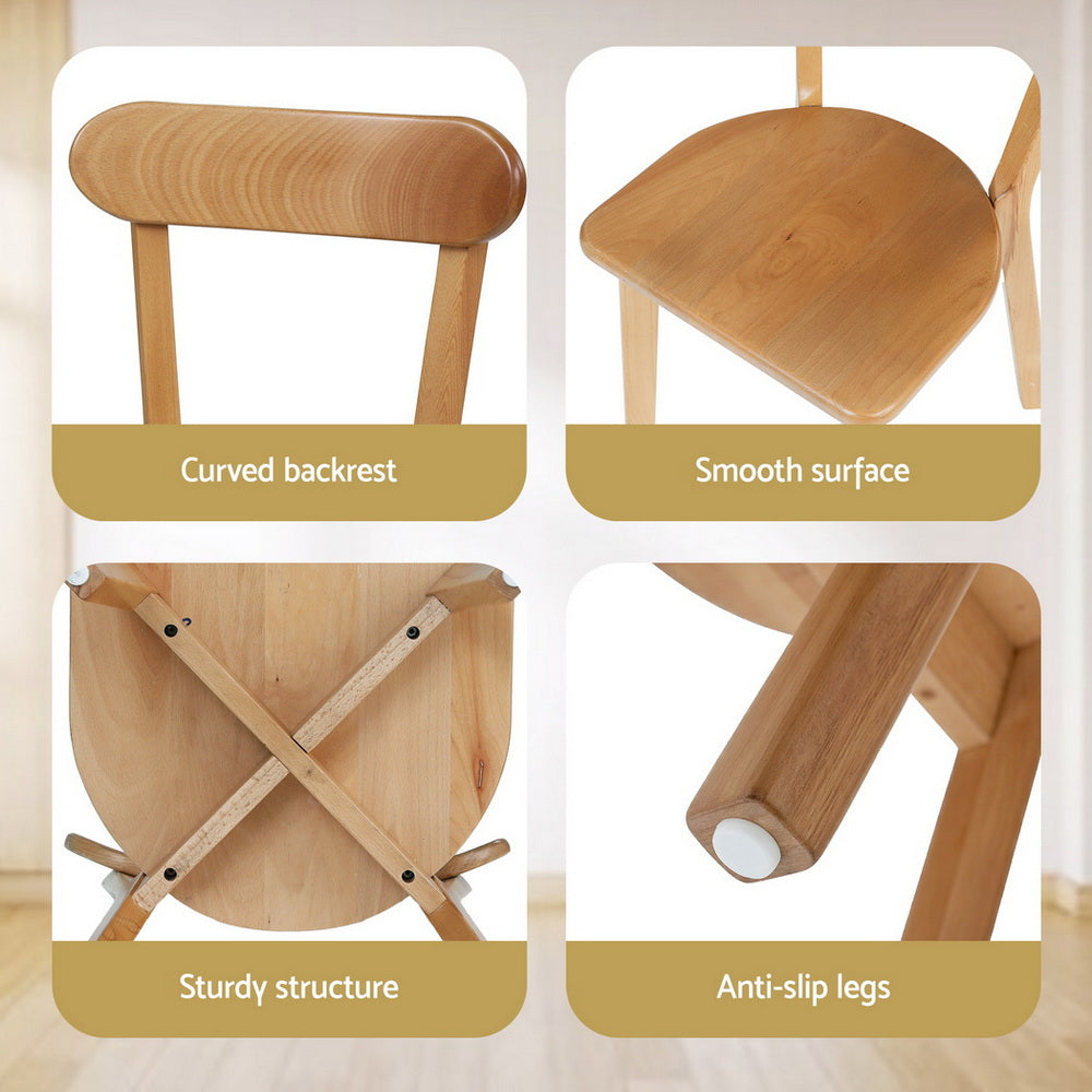 Kitchen & Dining Chairs: Artiss 2x Dining Chairs Wooden Kitchen Accent Chair Cafe Lounge Rubber Wood