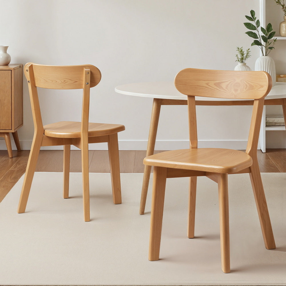 Kitchen & Dining Chairs: Artiss 2x Dining Chairs Wooden Kitchen Accent Chair Cafe Lounge Rubber Wood