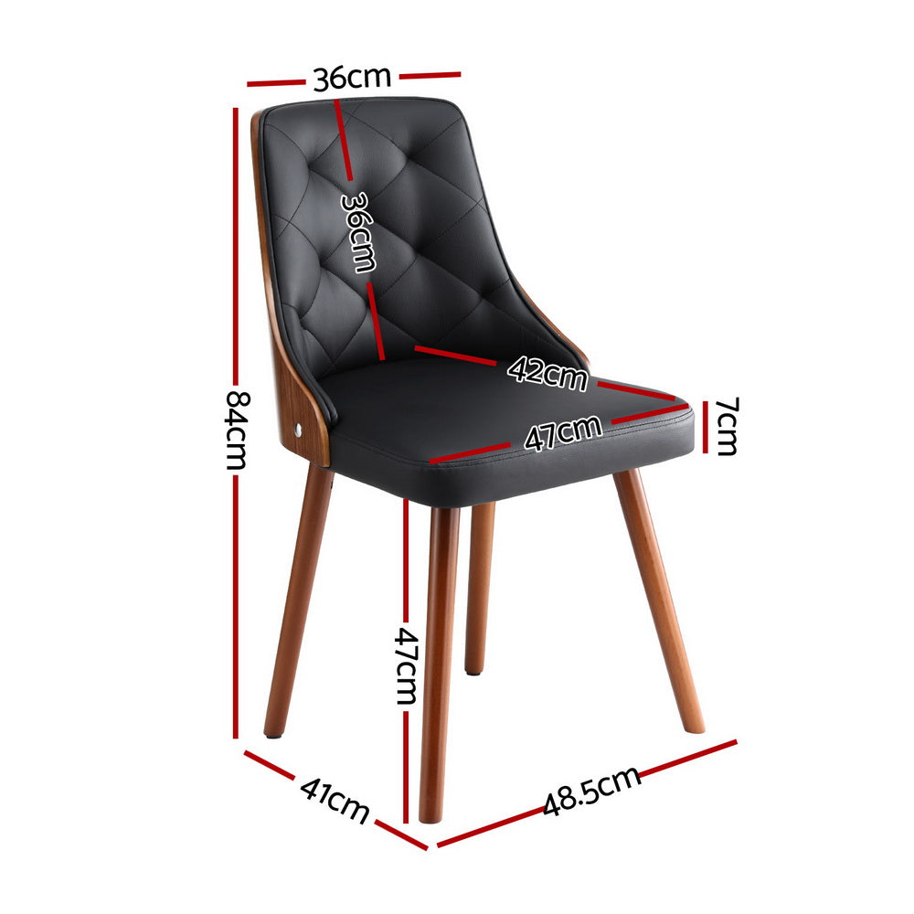 Kitchen & Dining Chairs: 1 Set of 2 Artiss Dining Chairs Black PU