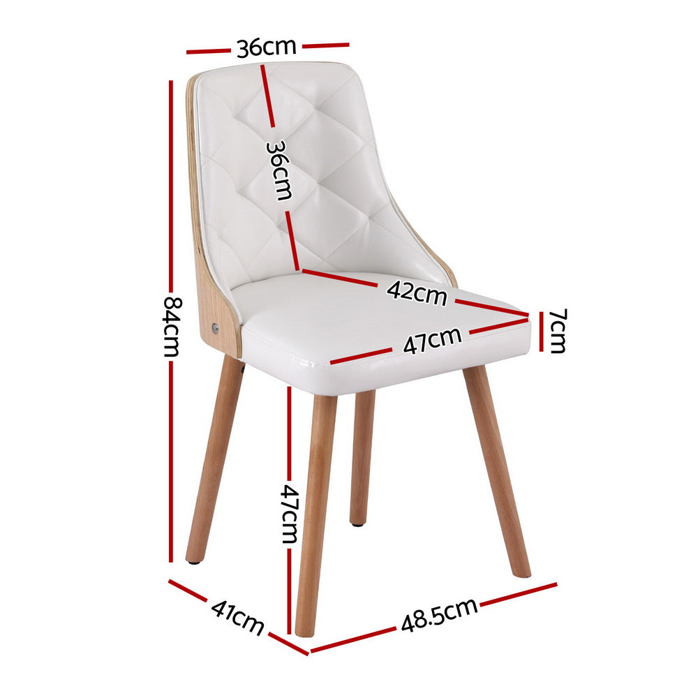Kitchen & Dining Chairs: 1 Set of 2 Artiss Dining Chairs White PU