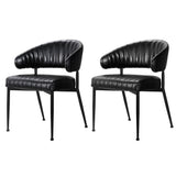 Kitchen & Dining Chairs: Artiss Dining Chairs Set of 2 Leather Hollow Armchair Black
