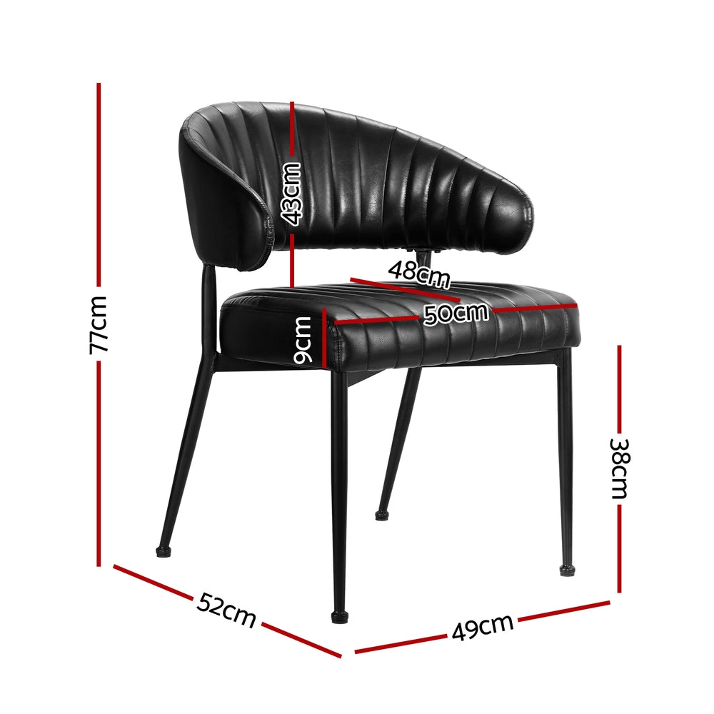 Kitchen & Dining Chairs: Artiss Dining Chairs Set of 2 Leather Hollow Armchair Black