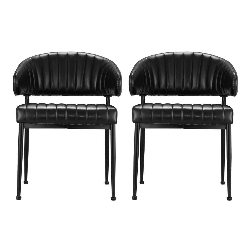 Kitchen & Dining Chairs: Artiss Dining Chairs Set of 2 Leather Hollow Armchair Black