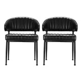 Kitchen & Dining Chairs: Artiss Dining Chairs Set of 2 Leather Hollow Armchair Black