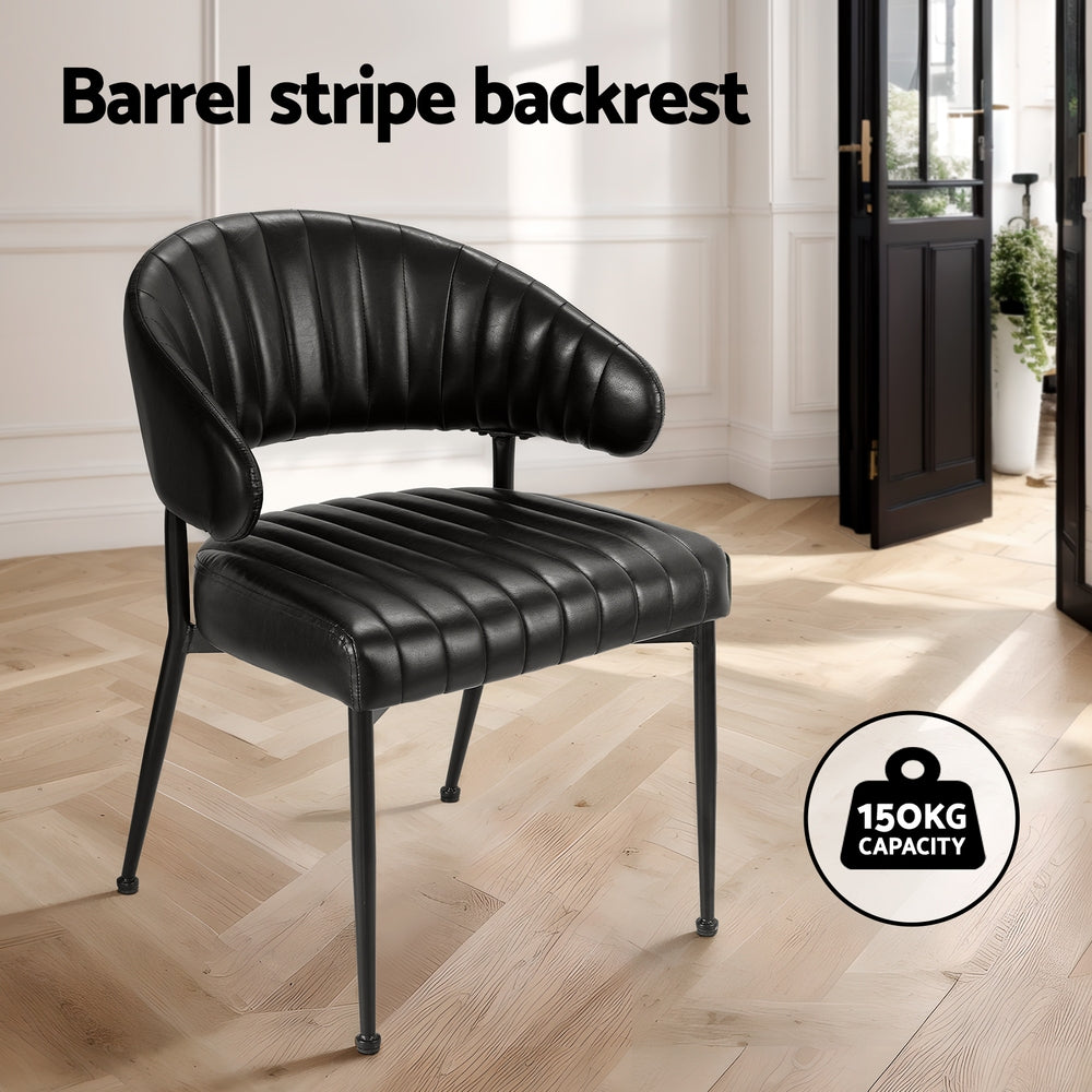 Kitchen & Dining Chairs: Artiss Dining Chairs Set of 2 Leather Hollow Armchair Black