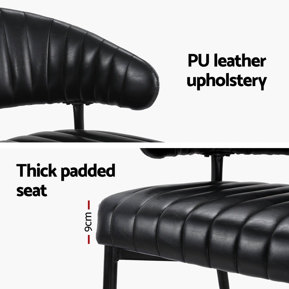 Kitchen & Dining Chairs: Artiss Dining Chairs Set of 2 Leather Hollow Armchair Black