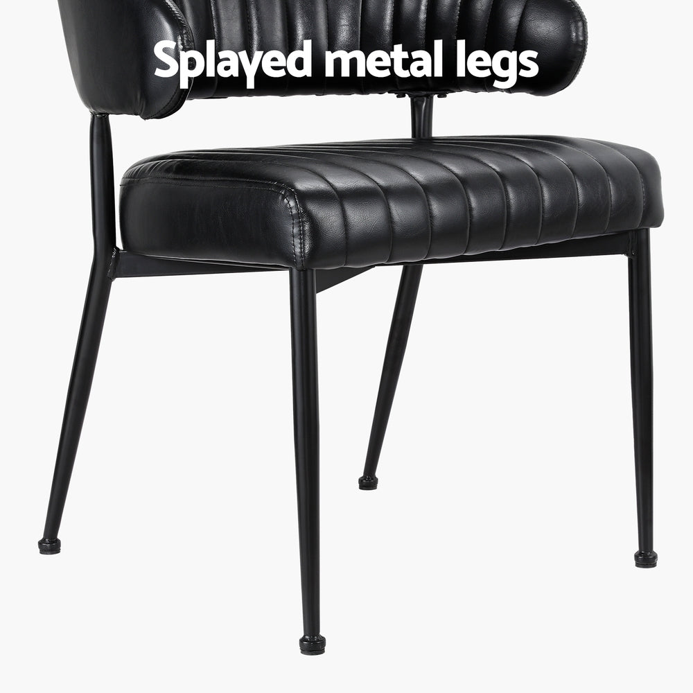 Kitchen & Dining Chairs: Artiss Dining Chairs Set of 2 Leather Hollow Armchair Black