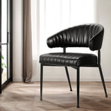 Kitchen & Dining Chairs: Artiss Dining Chairs Set of 2 Leather Hollow Armchair Black