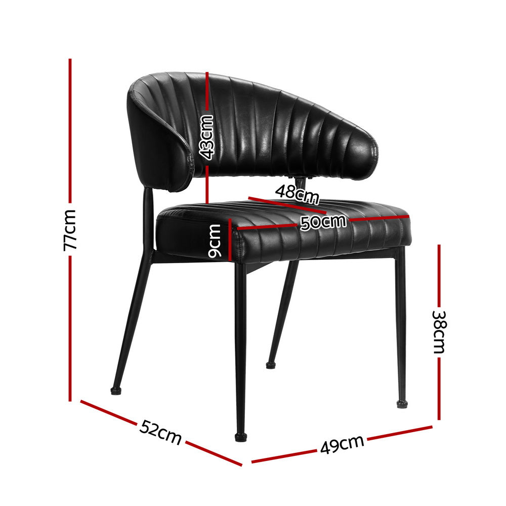 Kitchen & Dining Chairs: Artiss Dining Chairs Set of 4 Leather Hollow Armchair Black